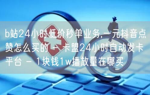 b站24小时低价秒单业务,一元抖音点赞怎