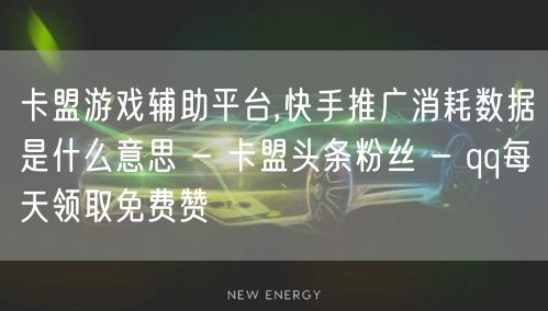 卡盟游戏辅助平台,快手推广消耗数据是什么