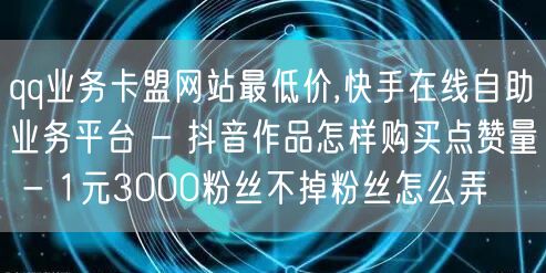 qq业务卡盟网站最低价,快手在线自助业务