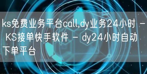 ks免费业务平台call,dy业务24小