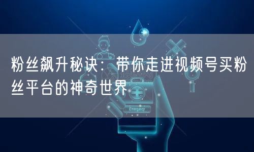 粉丝飙升秘诀：带你走进视频号买粉丝平台的