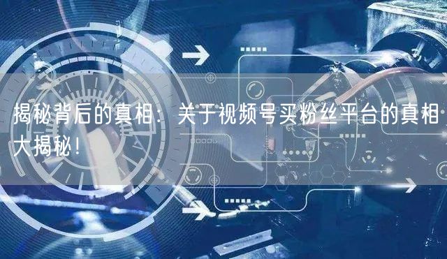 揭秘背后的真相：关于视频号买粉丝平台的真