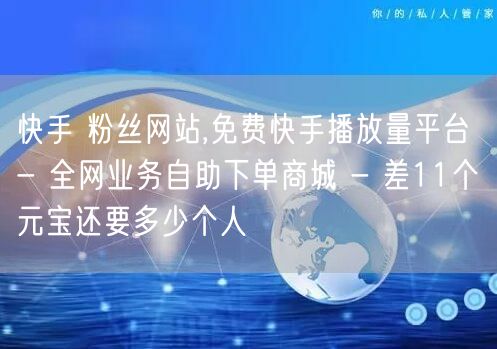 快手 粉丝网站,免费快手播放量平台 - 