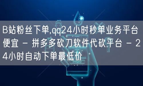 B站粉丝下单,qq24小时秒单业务平台便