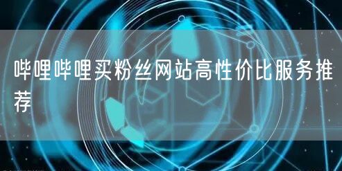 哔哩哔哩买粉丝网站高性价比服务推荐