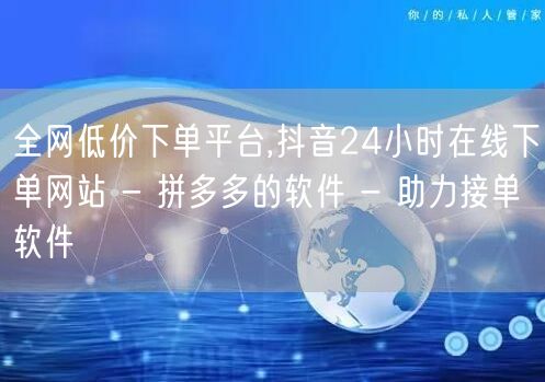 全网低价下单平台,抖音24小时在线下单网