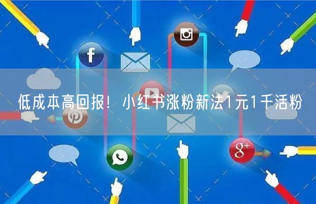 低成本高回报！小红书涨粉新法1元1千活粉