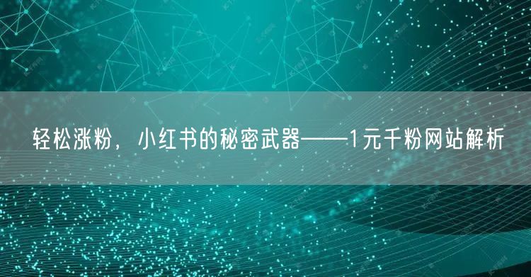 轻松涨粉，小红书的秘密武器——1元千粉网