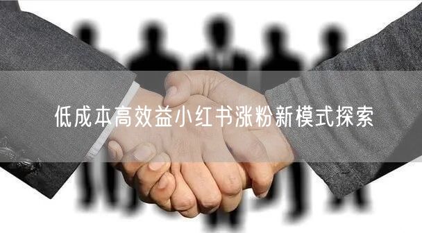 低成本高效益小红书涨粉新模式探索