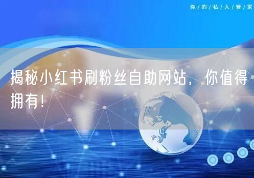 揭秘小红书刷粉丝自助网站，你值得拥有！