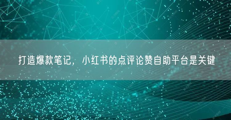 打造爆款笔记，小红书的点评论赞自助平台是